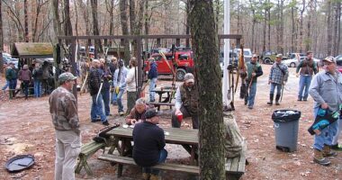 Lightning struck just after 7pm at the Black Night Bow Benders outdoor archery range in Jackson Township (pictured)