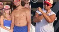 Patrick Mahomes flexes 'dad bod' muscles on yacht with wife Brittany