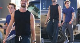 Patrick Schwarzenegger shows off toned arms during LA outing with John Owen Lowe