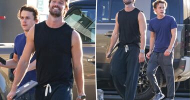 Patrick Schwarzenegger shows off toned arms during LA outing with John Owen Lowe