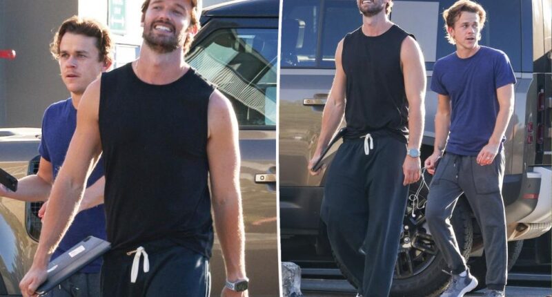 Patrick Schwarzenegger shows off toned arms during LA outing with John Owen Lowe
