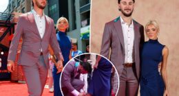 Paul Skenes helps Livvy Dunne with her high heels on MLB All-Star game red carpet