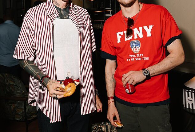 Pete Davidson, 31, and BFF Machine Gun Kelly, 35, have begun planning 'playdates' after it was revealed the SNL alum is expecting his first child; seen in 2024 in Inglewood