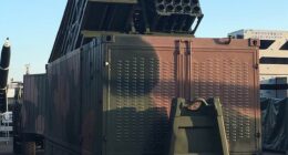 It looks like a regular shipping container unit, but inside, Chinese weapons makers have hidden a missile launcher