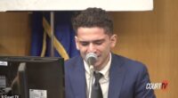 Raul Elias Valle (pictured), now 20, is accused of killing 17-year-old James McGrath at a home on Laurel Glen Drive in Shelton, a ritzy town 15 miles west of New Haven, after a fight over stolen beer