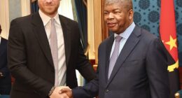 Prince Harry received a warm reception after landing in Angola to raise awareness of uncleared explosive landmines left behind by a devastating civil war