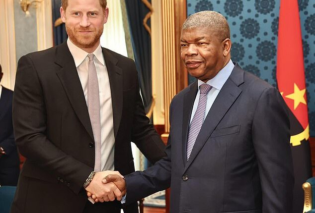 Prince Harry received a warm reception after landing in Angola to raise awareness of uncleared explosive landmines left behind by a devastating civil war