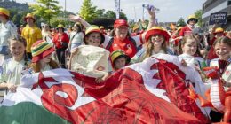 Thousands of fans have flown out to the tournament in Switzerland to rally around the team as they face their first opponents - 2017 champions the Netherlands
