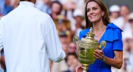 The Princess of Wales beamed as she handed Jannik Sinner the Wimbledon trophy following an enthralling four-set final in front of royalty and A list celebrities