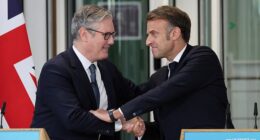 The French president marked the end of his state visit to Britain with a news conference at Northwood military HQ, Hertfordshire, alongside the Prime Minister