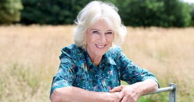 Queen Camilla was photographed beaming in the sunshine in a stunning new birthday portrait released by Buckingham Palace to mark her 78th birthday tomorrow