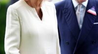 Queen Camilla was typically elegant in an off-white ensemble as she arrived at Ascot Racecourse without King Charles this afternoon