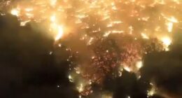 Flames rip through the forested mountains surrounding Bursa city in northwest Turkey overnight