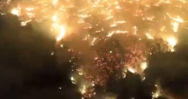 Flames rip through the forested mountains surrounding Bursa city in northwest Turkey overnight