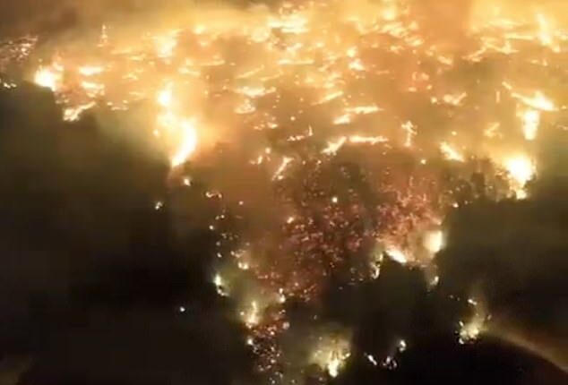 Flames rip through the forested mountains surrounding Bursa city in northwest Turkey overnight