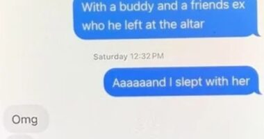 A woman has revealed the chilling moment she opened her husband's phone after returning from a work trip