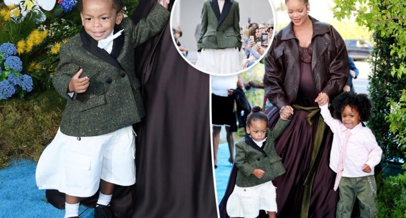 Rihanna's son Riot wears Dior straight from the runway on 'Smurfs' premiere red carpet