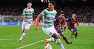 Virgil van Dijk in Champions League action for Celtic against Barcelona