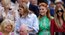The mother-daughter duo were seen beaming as they arrived to take their seats in the Royal Box at the renowned tennis competition in south west London