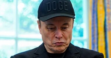 Elon Musk stands in the Oval Office to attend a press conference with U.S. President Donald Trump, at the White House in Washington, D.C., U.S., May 30, 2025.