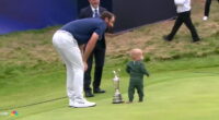 Bennett Scheffler draws applause after stumble while joining father following Open win