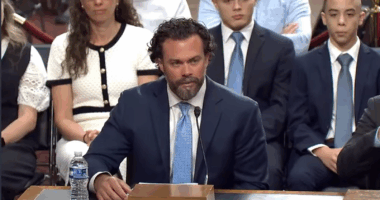 Matthew Lohmeier testifying before the Senate.
