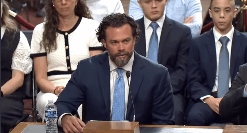Matthew Lohmeier testifying before the Senate.