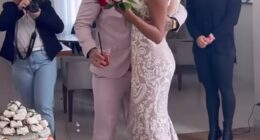 Sex offender Stephen Bear, 35, has married his Brazilian girlfriend Miami, 18, and shared cringeworthy posts of the ceremony - a year after his prison stint