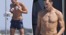 Shirtless Tom Brady rinses off in outdoor shower while yachting in Ibiza on Fourth of July