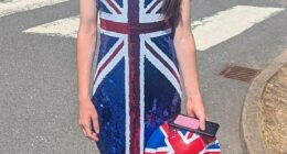 Year Seven pupil Courtney Wright (above) was prevented by Bilton School in Rugby, Warwickshire, from wearing a Union Jack dress and the resulting row was even discussed in Parliament