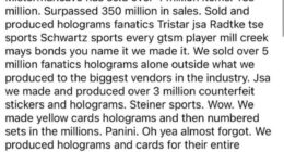 A Facebook post under Brett Lemieux's name claimed the memorabilia website he founded had sold over four million counterfeit items