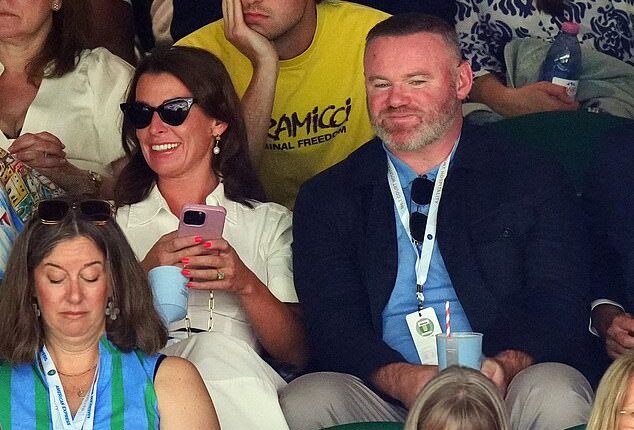 Coleen Rooney and her husband Wayne enjoyed a low-key date day together as they joined a slew of stars on day eight of Wimbledon at The All England Lawn Tennis Club on Monday