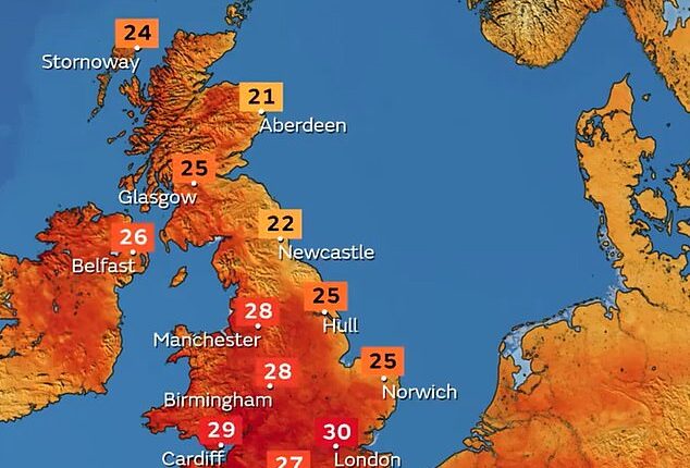 Summer-time revelry is set to continue as temperatures hit 30C as Britain records its third heatwave of the year
