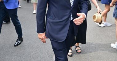 Gary Lineker looked in good spirits as he attended day five of Wimbledon at The All England Lawn Tennis Club on Friday, days after issuing another shot at the BBC