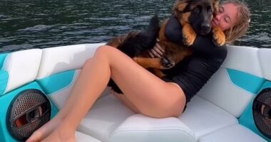 Sydney Sweeney had legs for days as she cuddled her new puppy in her Instagram post over the weekend
