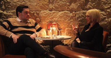 Bruce Lehrmann has been pictured enjoying a glass of wine with lawyer Zali Burrows in a cosy Tasmanian bar after yet another major court loss