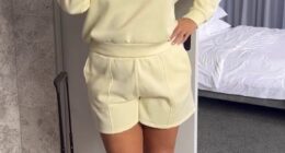 Kmart's new pastel set has been dubbed by the bargain retailer as a 'cute and comfy airport look' - without the eye-watering price tag
