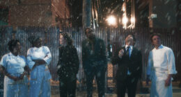 Ayo Edebiri as Sydney Adamu, Sarah Ramos as Jessica, Corey Hendrix as Sweeps, Andrew Lopez as Garrett, Jeremy Allen White as Carmen “Carmy” Berzatto. CR: FX.