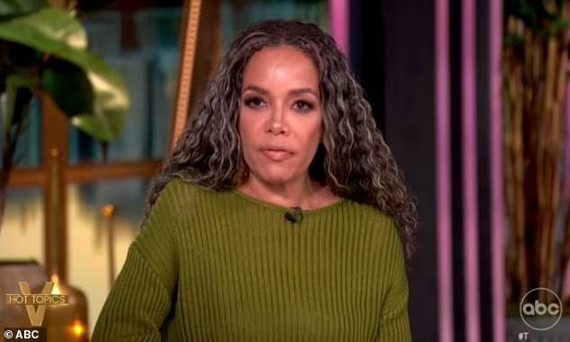 The View's Sunny Hostin (pictured) called Stephen Colbert 's CBS firing a sign of 'the dismantling of our democracy' as the White House continued to feud with ABC's liberal gabfest