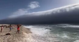PORTUGAL: Video showed a huge roll cloud near a beach in Portugal this week