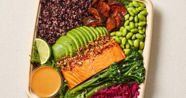 Pret - one of the biggest café chains in the country - is now selling a salmon salad that starts from £12.95 (pictured)