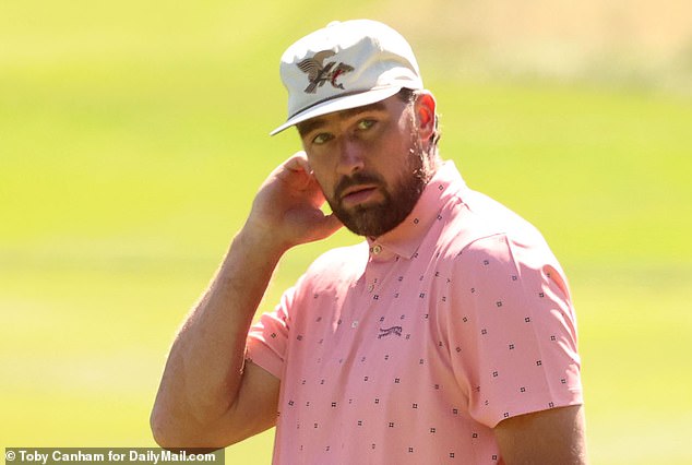 Travis Kelce strikes fan with wayward golf shot as boozy round with brother Jason takes chaotic turn at star-studded tournament