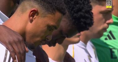 Trent Alexander-Arnold fought back the tears during a moment of silence for Diogo Jota
