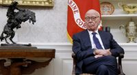 Within hours of the report's publication, Trump issued a scorched earth message via Truth Social insisting the letter was fake and vowing to sue the Journal, News Corp and Rupert Murdoch  (pictured in the Oval Office)