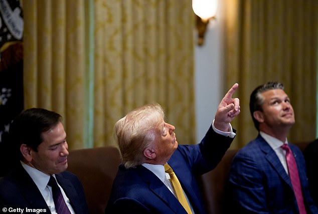 Trump pointed out paintings and furniture he selected for a remake of the White House Cabinet Room, ribbing Secretary of State Marco Rubio, who had to relinquish a grandfather clock