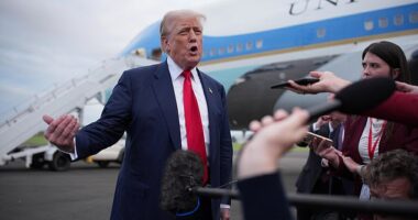 President Donald Trump stepped onto Scottish soil and opened up an attack on European windmills and migration policy. He brushed off questions about the Jeffrey Epstein case