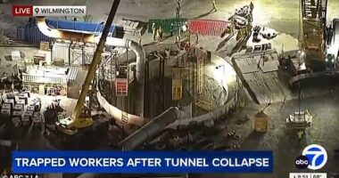 Tunnel collapse traps dozens underground and sparks major rescue mission in Wilmington, Los Angeles