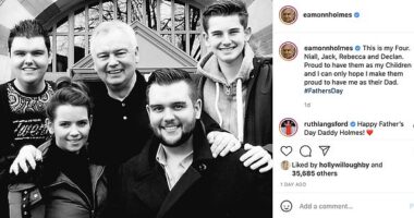 Eamonn, 65, has had a terrible fall-out with Niall (far left), the youngest of his three children with first wife Gabrielle. And more devastatingly, Niall has sided with his stepmother Ruth Langsford over his own father, following the couple’s split