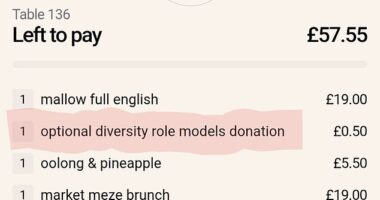Customers have expressed concern after Mallow restaurant in Borough Market, London, introduced an optional 50p for a 'diversity role models donation'