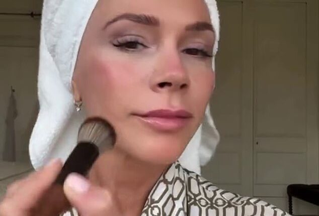 Victoria Beckham continued to put on a brave face on Tuesday as she plugged a new product from her beauty brand amid her bitter ongoing family feud